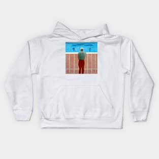 Man thinking by pool Kids Hoodie